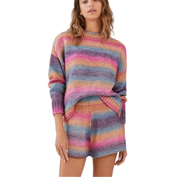 Something Navy Sweaters - NWT Something Navy Poppy Ombre Rainbow Sweater Short Set size Large